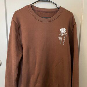 Topmost Cavalier Men's Large Brown Floral Crewneck Sweatshirt